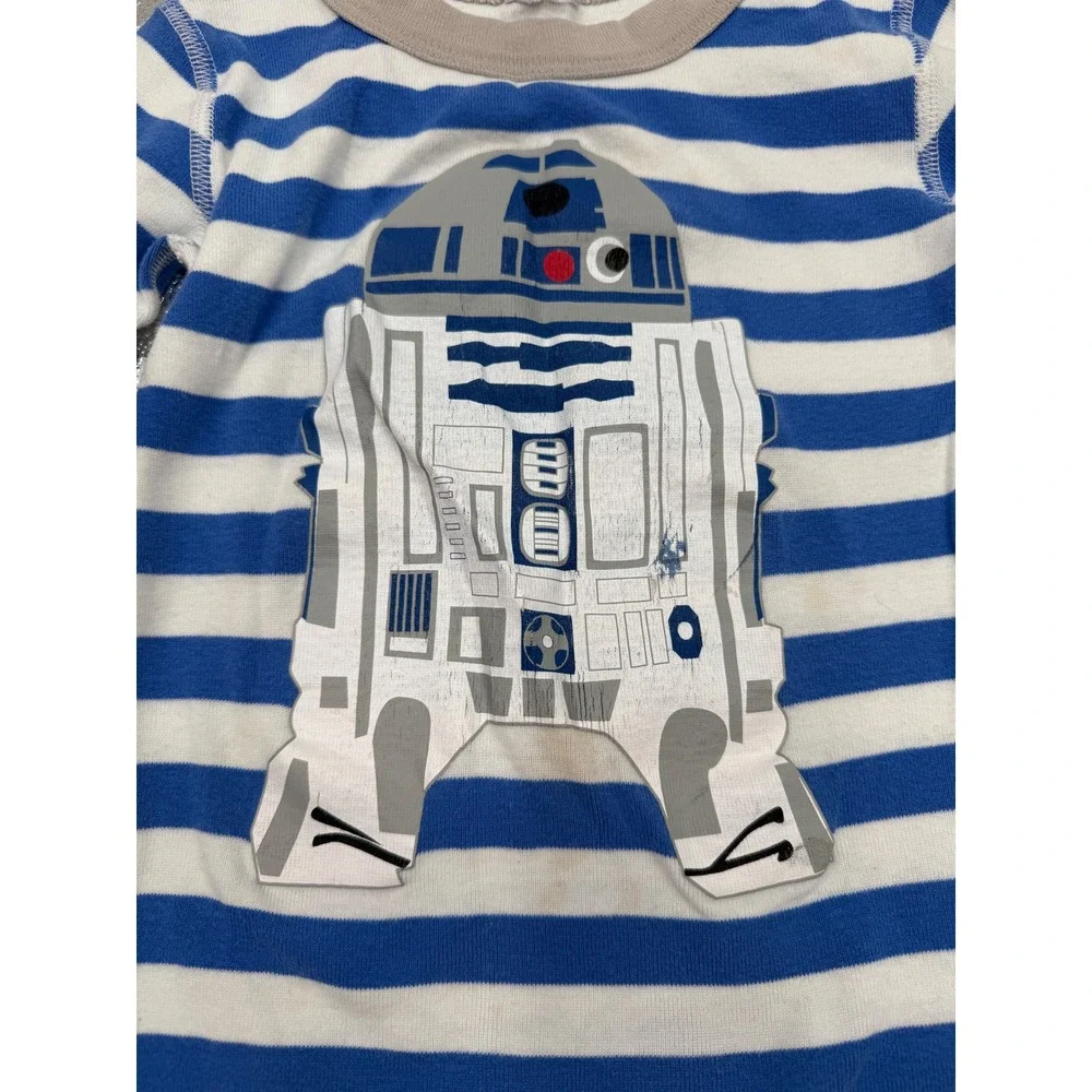 Star Wars‎ R2-D2 Pajama Top Boys Sz 6 Blue White Striped Long Sleeve Droid Shirt
